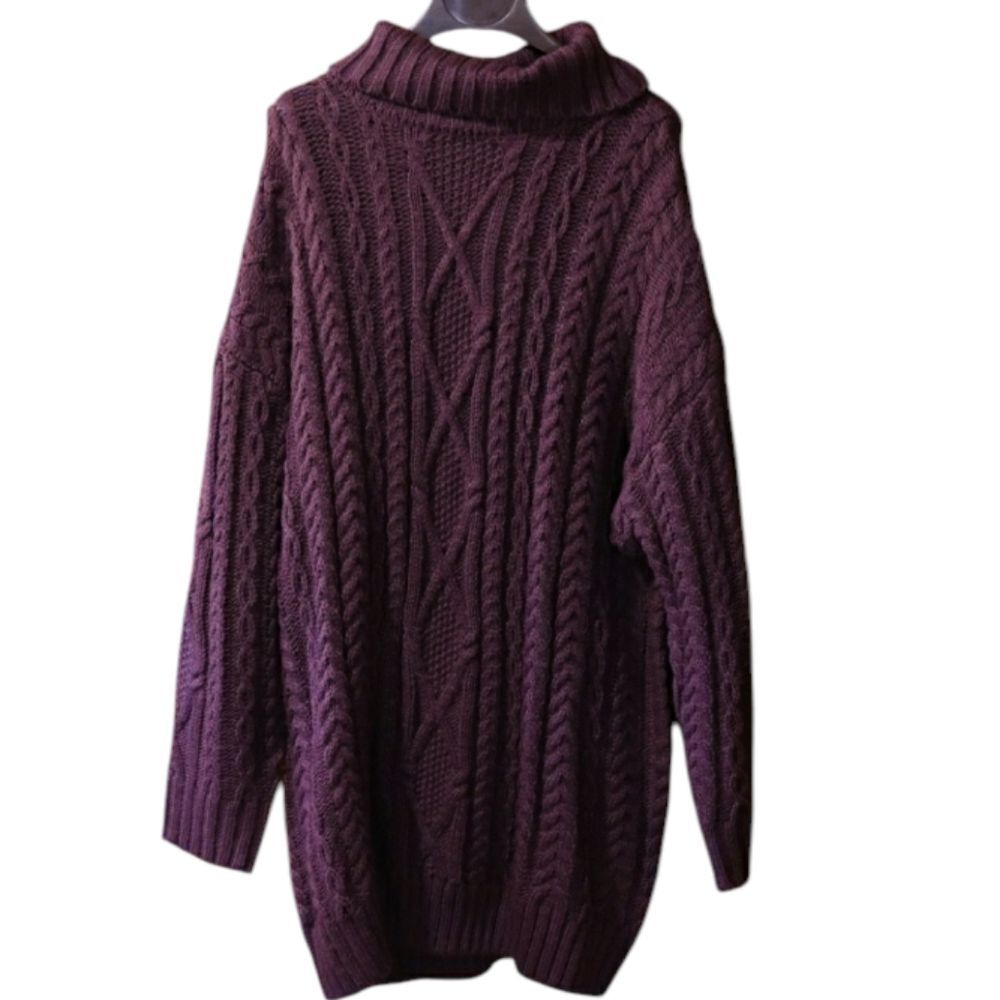 Forever 21 Purple Cowl Neck Cable Knit Sweater